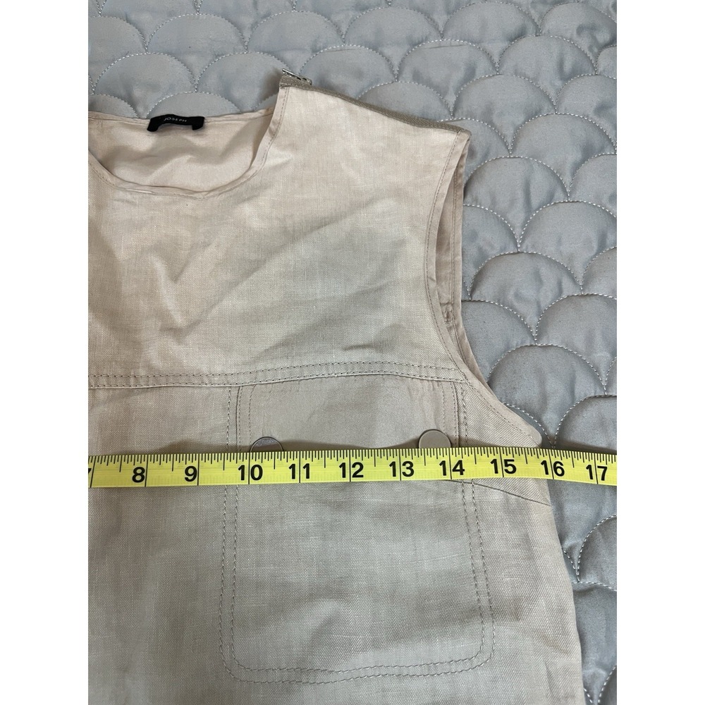 JOSEPH linen Jackson Cargo Shift Dress Sz 36 US Sz 6 Khaki Color With Pockets - Picture 10 of 11